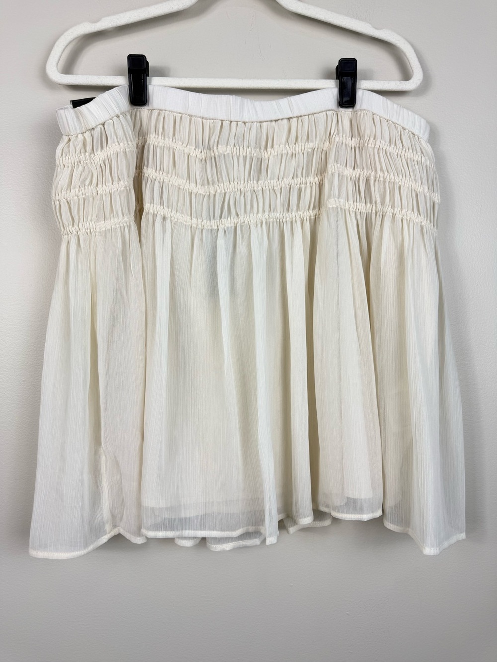 Banana Republic Skirt Womens XL Cream Smocked Soft Girl Balletcore Coastal NWT